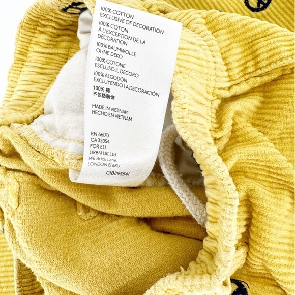 Urban Outfitters Yellow Corduroy Straight Leg Pants Peace Sign Print Small - Picture 9 of 9